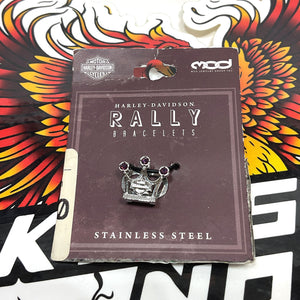 NEW Genuine Harley Jewelry Crown Purple Stone Rally Charm Bracelet HSC0116