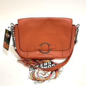 NEW Harley-Davidson Magnetic Flap Closure O Ring Chain Purse Orange MHW047/26
