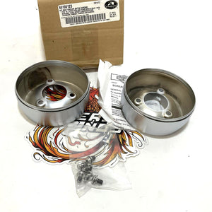 NOS Genuine Harley Brushed Satin Chrome 4.5 in Muffler End Caps 65100123