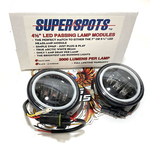 Super Spots PASSING LAMP LEDS Fog BLACK 4.5" Harley Touring 44204