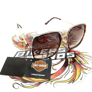NOS Genuine Harley Dark Havana/Shiny Pale Gold Sunglasses HD5058S-5752F