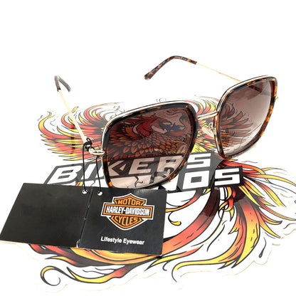 NOS Genuine Harley Dark Havana/Shiny Pale Gold Sunglasses HD5058S-5752F