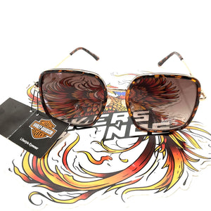NOS Genuine Harley Dark Havana/Shiny Pale Gold Sunglasses HD5058S-5752F