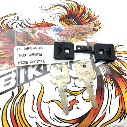 NOS Genuine HARLEY DAVIDSON KEY SET OEM CODE 7145B 90300034