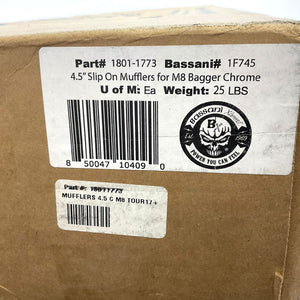 Bassani 2017-2024 Touring Exhaust 4-1/2" Slip-On Mufflers Chrome 1801-1773 1F745
