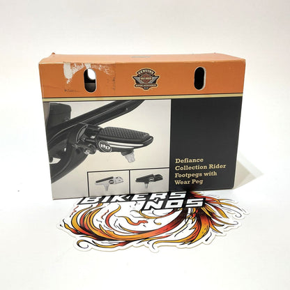 NOS Genuine Harley Defiance Rider Footpegs Black Anodized Machine Cut 50501009