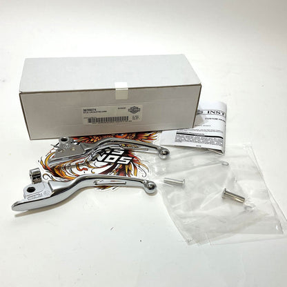 NOS Genuine Harley Chrome Slotted Hand Control Lever Kit 36700274