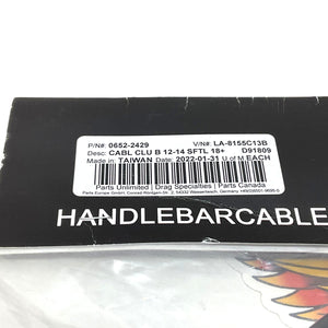 LA Choppers 2018-2021 Softail Black Clutch Cable 12" 14" Ape Hanger LA-8155C13B