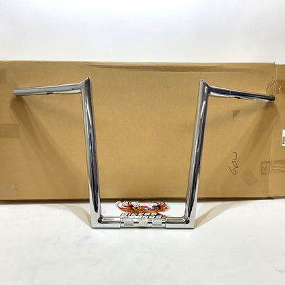 Wild 1 Harley 16" APE Chrome 1.25" Chubby Hooked 1" Clamp Area Handlebar WO586