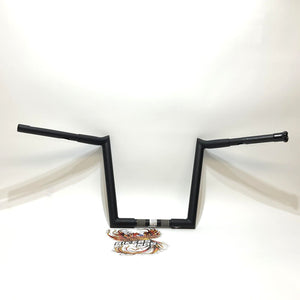 Wild1 Harley 12" APE 1.25" Chubby Black Hooked 1" Clamp Handlebar WO582B