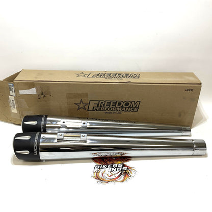 Freedom 2017 Up Touring Combat Megaphone Mufflers Black Fluted End Cap HD00628