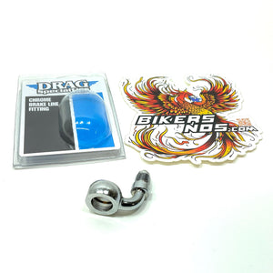 Drag Specialties Chrome Brake line Banjo Fitting 7/16" - 90° AN-3 Male DS-098154