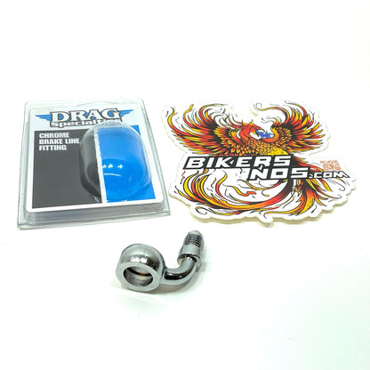 Drag Specialties Chrome Brake line Banjo Fitting 7/16" - 90° AN-3 Male DS-098154