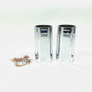 V-Twin 1949 Up Big Twin Chrome Milled Fork Slider Cover Set 24-1166