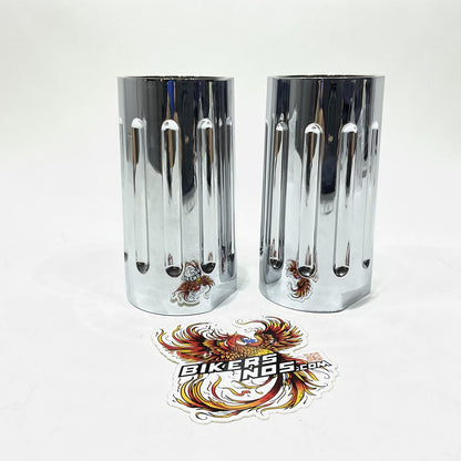 V-Twin 1949 Up Big Twin Chrome Milled Fork Slider Cover Set 24-1166