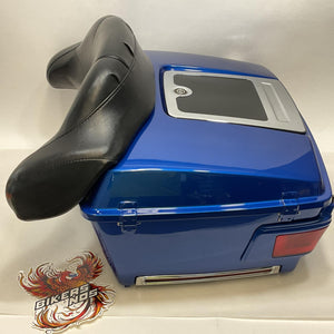 Genuine Harley 1997-2013 Tour Pack Flame Blue Pearl W/backrest 53117-97BDK