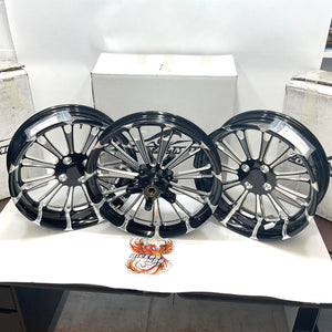 Coastal Moto FUEL FORGED BLACK CUT 2009up Harley TRIKE WHEEL SET TG-FUE-185-BM