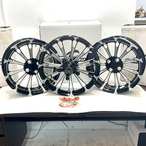 Coastal Moto FUEL FORGED BLACK CUT 2009up Harley TRIKE WHEEL SET TG-FUE-185-BM