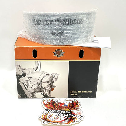 New Genuine Harley 7" Chrome Headlamp/Headlight Visor Skull Collection 69793-07