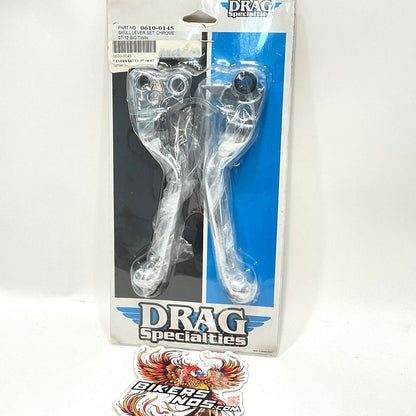 Drag Specialties 1996-2017 Harley Chrome Skull Clutch Brake Lever Set 0610-0145
