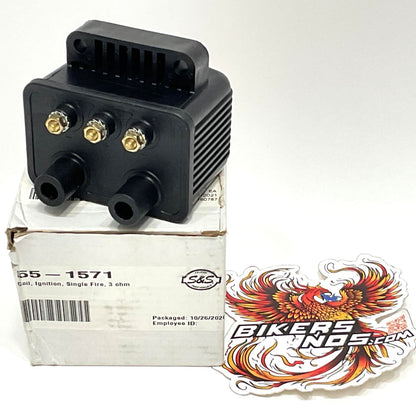 S&S CYCLE Harley Davidson 3 Ohm High-Output Single-Fire Ignition Coil 55-1571