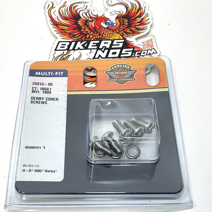 New Genuine Harley 1999 Up Derby Cover Chrome Screw Kit 25913-99