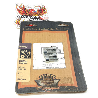 NOS Genuine Harley 2000-2017 Softail Chrome Handlebar Clamp Bolts 94451-05