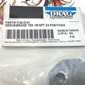 Drag Specialties Brake Line Tee 1/8" NPT - X3 1742-0141