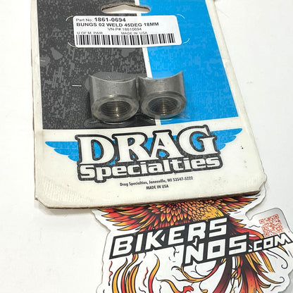 Drag Specialties Pair of Weld-in 18 mm - 45° O2 Sensor Bungs 1861-0694