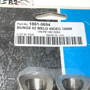 Drag Specialties Pair of Weld-in 18 mm - 45° O2 Sensor Bungs 1861-0694