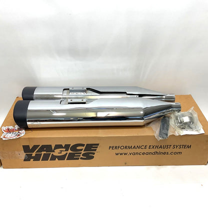 New Vance & Hines 1995-2016 Touring Monster Oval Chrome/Black Mufflers 16753