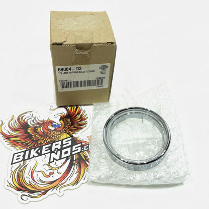New Genuine Harley Bullet Style Clear Lens with Chrome Trim 69004-06