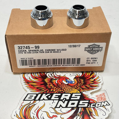 New Genuine Harley 1999-2017 Twin Cam Chrome Sparkplug Cover W/Logo 32745-99