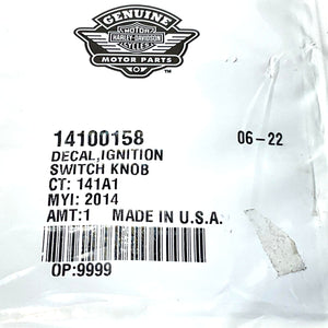 New Genuine Harley 2014-2023 Touring Ignition Switch Knob Decal 14100158
