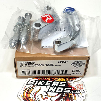 New Genuine Harley 2006-2017 Dyna Softail Chrome Mirror Extension Kit 56000039