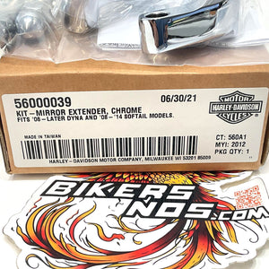 New Genuine Harley 2006-2017 Dyna Softail Chrome Mirror Extension Kit 56000039
