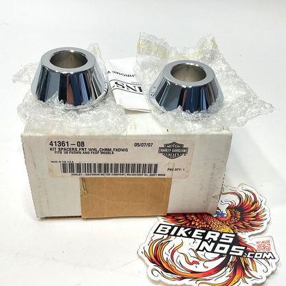New Genuine Harley Front Chrome Tapered Axle Wheel Spacers 41361-08