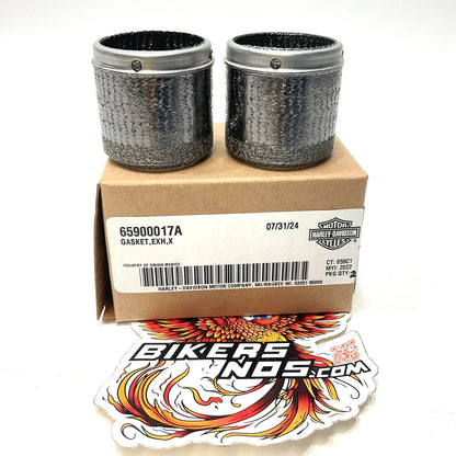 New Genuine Harley 2017 Up XL Dyna Touring Softail 2pc Muffler Gaskets 65900017