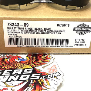 New Genuine Harley Rear Black Clear Bullet Lens Trim Rings 73343-09