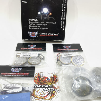 Custom Dynamics Harley LED Front Rear Turn Signal Kit W/Lens GEN-KIT-1