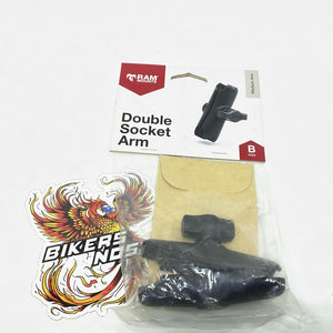 Ram Mounts Black Adjustable Aluminum Double Socket Arm RAM-B-201