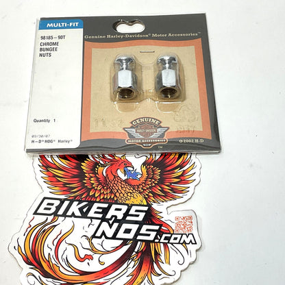 New Genuine Harley Chrome 3/8 in.16 Thread Bungee Nuts 98185-90T