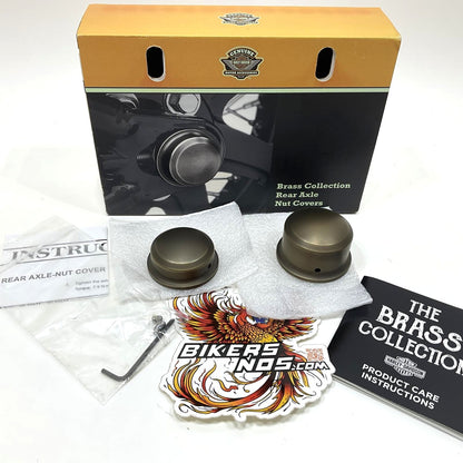 New Genuine Harley 2008 Up Softail Dyna Brass Rear Axle Nut Covers 43000050