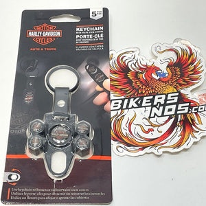 New Genuine Harley Genuine Motor Oil Valve Stem Covers & Key Chain Black 4531