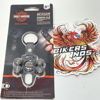 New Genuine Harley Genuine Motor Oil Valve Stem Covers & Key Chain Black 4531