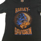 NEW Harley Womens HD Dead Head Blue and Orange skull Small Sm - S