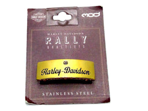 NEW Genuine Harley Gold "Harley Davidson" Charm w/ Stone Rally Bracelet HSP0104