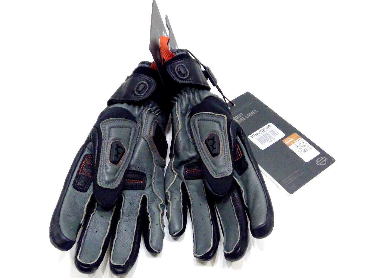 NEW Womans Harley Grit Adventure Full-Finger Black Gloves Medium