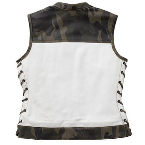 NEW MFG First Womans Scout Camo Leather Vest CUS516LTH-S