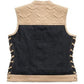 NEW MFG First Womans Light Tan Leather & Denim Vest Medium L010-M